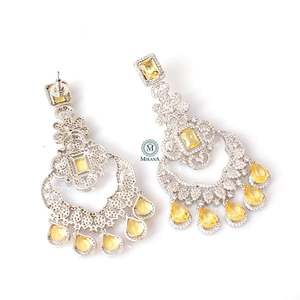 Florence Yellow Sapphire CZ Designer Drop Earrings - Product Image 5