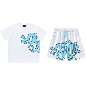 Ensemble streetwear unisexe 2 pièces, t-shirt et short en coton, imprimé lettres, col rond, manches courtes, coupe classique, printemps été, vêtements décontractés - Product Image 6