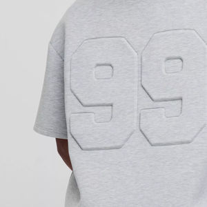 T-shirt en coton épais pour homme avec motif gaufré numéro 99 – Vente en gros - Product Image 5