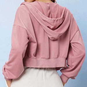 Veste de sport à capuche à manches longues avec logo personnalisé imprimé, tissu polaire, écologique, anti-rides, coupe-vent, respirante, pour femmes - Product Image 2
