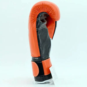 Gants de boxe confortables en cuir véritable avec fermeture Velcro, noirs et orange, support de poignet, doigts entièrement protégés, personnalisables pour l'entraînement - Product Image 4