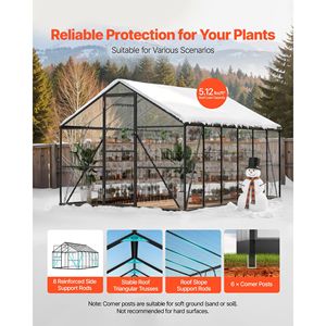 Serra in Policarbonato 8 x 12 FT, Robusta, Piccola, in PVC, per Esterni, con Ventilazione Regolabile, Porta Bloccabile a Spinta e Trazione, Montaggio Rapido - Product Image 5