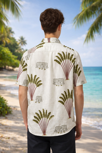 Chemise décontractée blanche pour homme 100% coton à imprimé floral, tissu tricoté respirant, durable et écologique, personnalisable ODM OEM - Product Image 3