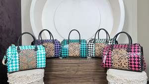 Bolsos de Viaje de Cuero Vacuno Genuino Hechos a Mano, Elegantes y de Alta Calidad, con Patrón a Cuadros, Bolso de Mano de Lujo Unisex - Product Image 5