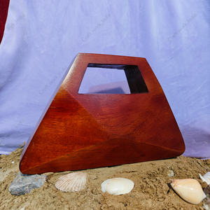 Pochette géométrique en bois artisanale avec poignée découpée pour femme – Sac de soirée de luxe rigide pour mariage et événements - Product Image 2