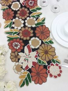 Handmade Luxury Floral Beaded Eco-Friendly Table <b>Runner</b> Oriental Design Fabric Mats & Pads Red <b>Green</b> Decorative - Product Image 4