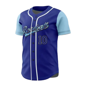 Camiseta de Béisbol Personalizada con Nombre Impreso por Sublimación, 10 Mangas Azul Claro, Unisex, para Adultos, para Equipos, para Todas las Temporadas - Product Image 4
