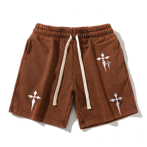 Shorts de survêtement pour hommes en coton épais 100 %, vêtements de haute qualité, streetwear décontracté, taille élastique, couleur unie - Product Image 5