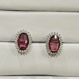 Pendientes de Aro de Cuarzo Rosa y Latón, Chapados en Oro Blanco de 14K, Forma de Bola Vintage, para Fiestas y Uso Diario, a Precio de Fábrica - Product Image 2