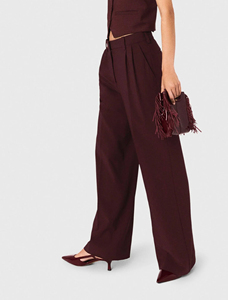High Waisted Pleated Wide Leg <b>Pants</b> Men Formal Polyester <b>Wool</b> Blend Autumn Midweight Anti-Wrinkle Trousers Flare Wears - Product Image 4