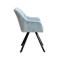 Fauteuil de détente en velours bleu ciel au design moderne avec dossier et pieds en métal pour chambre, appartement, salon, hôtel, salle à manger