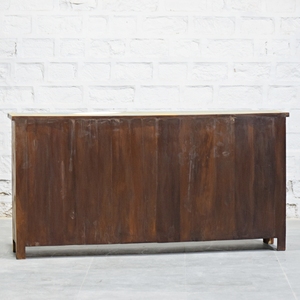 Farmhouse <b>Rustic</b> Reclaimed Wood Sideboard with Shutter <b>Doors</b> and 3 Shelves Antique Design for Living Room Entryway Storage - Product Image 3