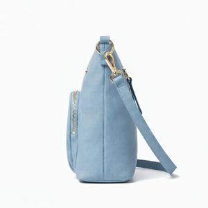 Women Fashion Light Blue PU Leather Crossbody <b>Shoulder</b> Bag with Front Zipper Pocket and Adjustable <b>Strap</b> - Product Image 5