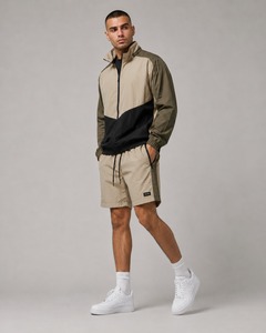 Ensemble court coupe-vent écologique imperméable d'été, léger, respirant, séchage rapide, en nylon, vêtements de sport, logo personnalisé, design 2-en-1 - Product Image 3