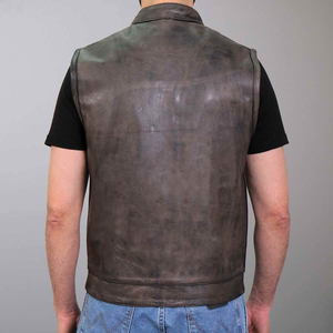 Chaleco de cuero para hombre con logotipo y diseño personalizados, chaleco de motociclista de cuero genuino para hombre, color personalizable. - Product Image 2