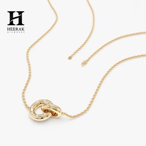 18K Rose Gold Interlocking Double Circle Pendant <b>Necklace</b> Diamond Accent Eternity Ring <b>Charm</b> <b>Necklace</b> - Product Image 3