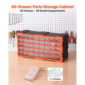 Armoire de rangement en plastique à 40 tiroirs, empilable, pour petites pièces, pour garage, montage mural - Product Image 2