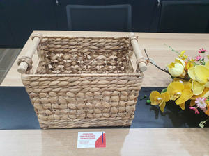 Cestas de almacenamiento de paja tejidas decorativas de estilo clásico hechas a mano cajas de almacenamiento de jacinto de agua rectangulares multifuncionales contenedores - Product Image 5