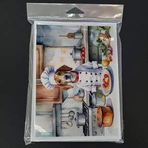 Whimsical A7 Size 5x7 Blank <b>Note</b> <b>Cards</b> Pack of 8 with Envelopes English Foxhound the Chef <b>Greeting</b> <b>Cards</b> - Product Image 3