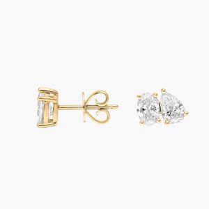 ต่างหูเพชรทรงรีสองเม็ด ทองคำขาว 14K เพชรเพาะเลี้ยง - Product Image 5