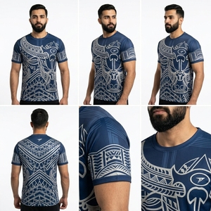 เสื้อยืดกีฬาสำหรับผู้ชายเสื้อโพลีเอสเตอร์ระบายอากาศลายแบบกำหนดเอง - Product Image 2