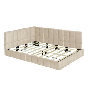 "Beige Velvet Full Size Upholstered Daybed/Sofa Bed Frame" - Product Image 5