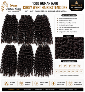HAIR FASHION INDIA Extensions de cheveux humains vierges indiens Remy à ondulations profondes, double trame machine, 8-30 pouces, texture douce, 100GM - Product Image 1