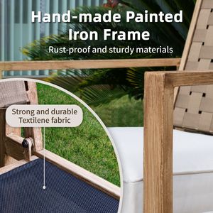 Set di 2 Sedie da Esterno Fatte a Mano per Patio, Terrazza e Giardino in Metallo con Cuscini Impermeabili - Product Image 5