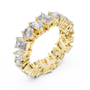 Bague d'éternité en moissanite multi-pierres, alliance de mariage plaquée or avec pierres rondes, ovales et en forme de poire - Product Image 5
