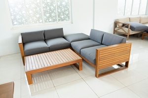 Ensemble de salon extérieur en bois d'eucalyptus | Robuste et à faible entretien | Coussins imperméables | Jardin et patio | Fournisseur du Vietnam - Product Image 6