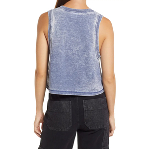 Top Corto de Punto para Mujer, Cuello Redondo, Color Sólido, Teñido, Informal, Sin Mangas - Product Image 6