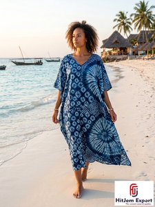 Vestido Kaftan Personalizado para Mujer, Ligero, para Playa, Estilo Holgado, Ropa de Resort, Fabricante Personalizado OEM ODM - Product Image 2