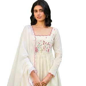 Traje Salwar de Algodón Khadi Puro, Listo para Usar, con Costuras Completas, Color Brillante, Estampado Grande y Elegante, Manga Larga, para Verano - Product Image 1