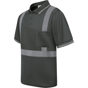 เสื้อโปโลแขนสั้นสีน้ำเงินสำหรับผู้ชายแบบ Hi Vis พร้อมแถบสะท้อนแสงและกระเป๋าหน้าอก ชุดทำงานแห้งเร็ว - Product Image 5