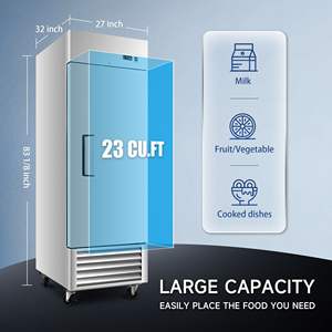 Réfrigérateur commercial de 27 pouces, 23 pieds cubes, 1 porte pleine, en acier inoxydable, vertical, homologué ETL - Product Image 2
