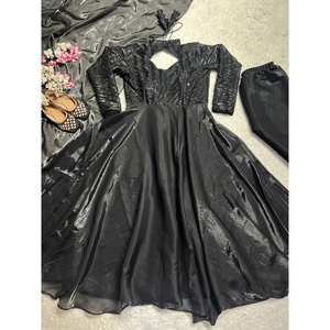 Robe Anarkali de mariage modeste et pantalon avec dupatta, nouveau style élégant - Product Image 4