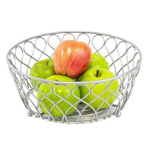 Corbeille à fruits contemporaine en métal argenté avec cadre circulaire et détails raffinés, idéale pour les îlots de cuisine et les stations de service - Product Image 2