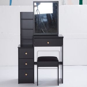 Tavolo da Trucco Extra Large con Specchio Scorrevole, Sgabello Imbottito, Ampio Spazio di Archiviazione, Comodino Multilivello Compatto - Product Image 3