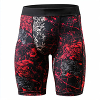 Shorts de yoga à compression par sublimation OEM pour hommes, shorts de sport à taille élastique, shorts de compression 100% polyester pour hommes
