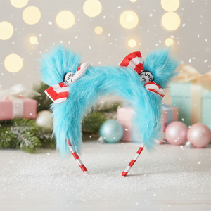 Bandeau d'Halloween <span class=keywords><strong>Dr</strong></span> <span class=keywords><strong>Seuss</strong></span> Rouge Blanc Avec Fourrure Bleue pour Accessoires de Costume d'Halloween - Product Image 4