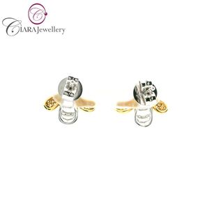 Venta al por mayor OEM ODM 18K AU750 ORO BLANCO ORO AMARILLO NATURAL G/VS DIAMANTE ABEJAS PENDIENTES - Product Image 3