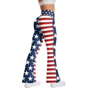 <b>Women's</b> USA Flag Printed <b>Flared</b> Yoga <b>Leggings</b> High Rise Bootcut Workout Pants - Product Image 1