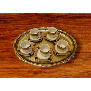 Wholesale Creative Quality Gold Plated Oval Serving Tray Engraved Metal Decorative Platter For Food Serving & Home Decor Sale - Product Image 3