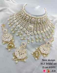 Conjunto de Collar y Aretes de Perlas Kundan Chapados en Oro, Estilo Étnico Tradicional Indio de Alta Calidad, para Mujeres y Niñas, Ideal para Bodas y Fiestas - Product Image 2