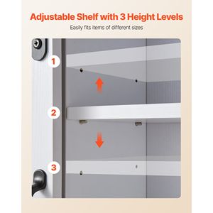 Armadietto a Muro a 2 Ante con Ripiano Regolabile e Organizer Sospeso per Bagno - Product Image 4