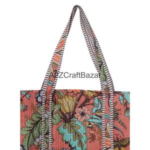 Indian Wholesale 100% Cotton Tote <b>Bag</b> with <b>Long</b> Handle Closure for Women Shoulder Shopping Gift Birthday Spring Summer Winter - Product Image 5