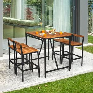 Set da Bar da Esterno in Legno di Acacia e Rattan PE a 5 Pezzi - Elegante Collezione di Mobili da Giardino - Product Image 1