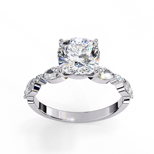 Anillo de Compromiso con Diamante Cultivado en Laboratorio Certificado por IGI, Oro Sólido de 14k, Corte Cojín con Detalles Marquise, Fabricante de Joyería al por Mayor - Product Image 6