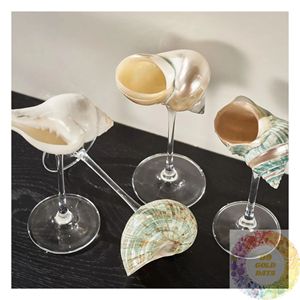 Gobelet en coquillage naturel de luxe, fait main, avec pied en verre, élégant, vaisselle côtière, décoration de table haut de gamme, vaisselle unique - Product Image 6