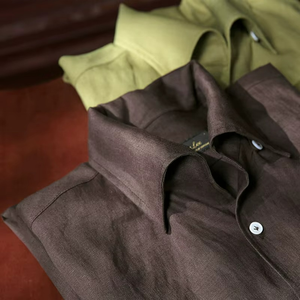 Chemise en lin 100% pour homme, chemise à manches longues - Product Image 1